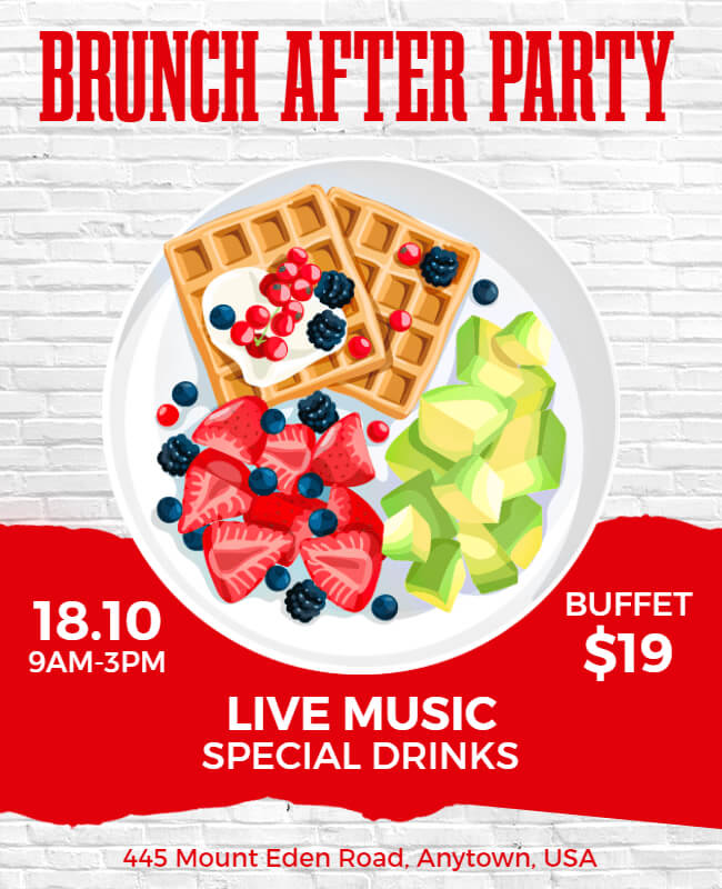 brunch after party flyer template