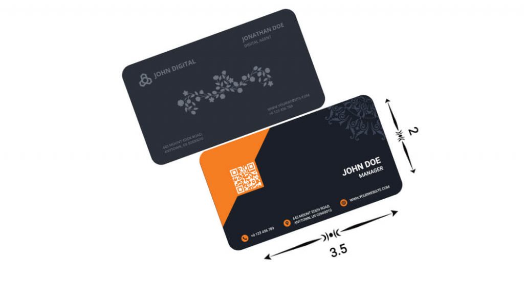 business visiting card size for rounded corner
