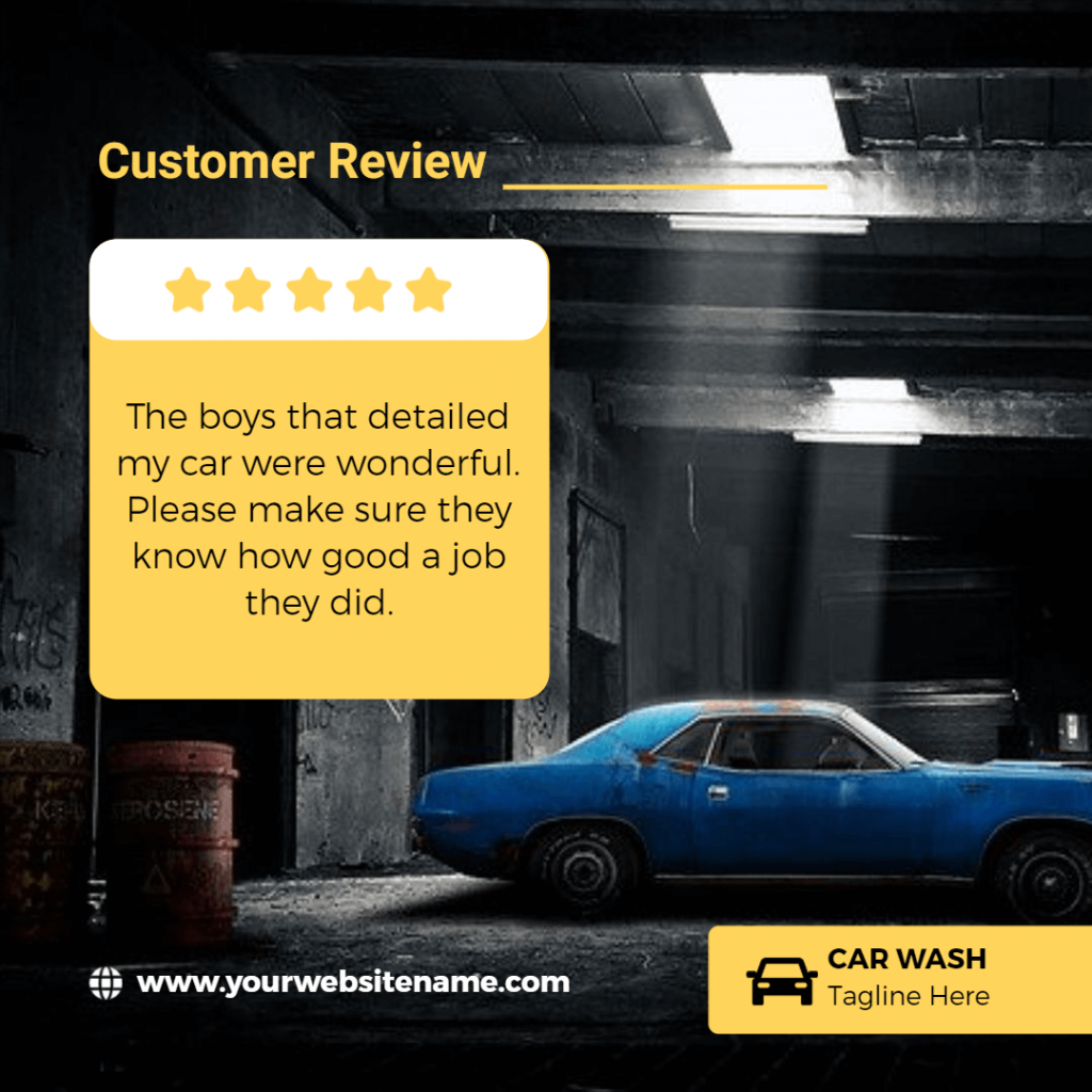 car wash flyer with user testimonial