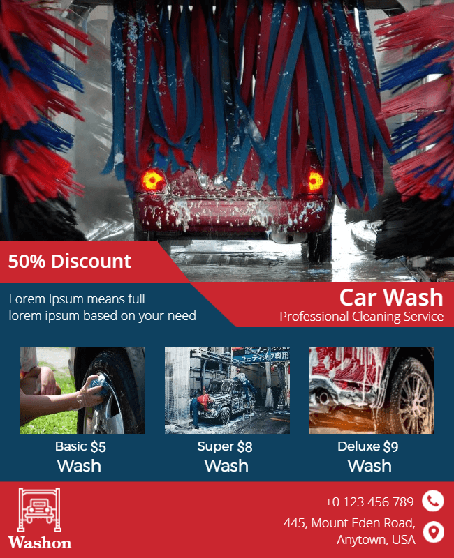 car wash flyer with picture and services