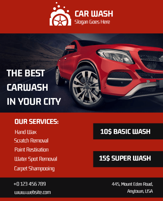 show services in car wash flyer