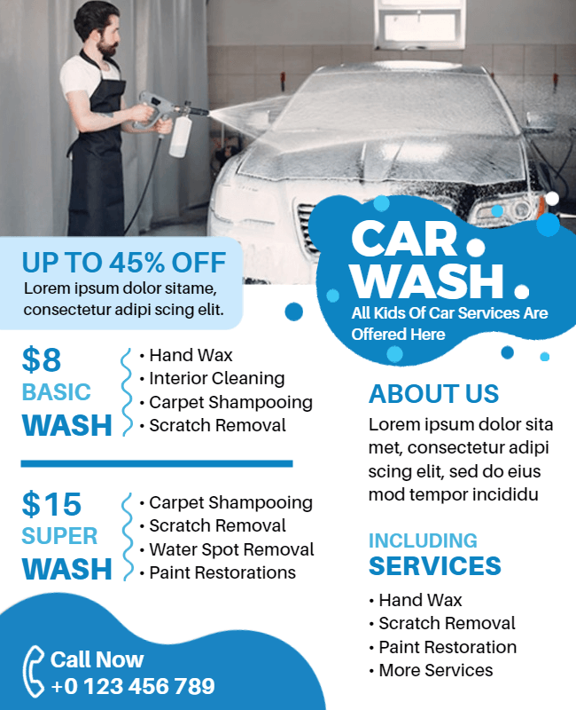 car wash flyer with call to action