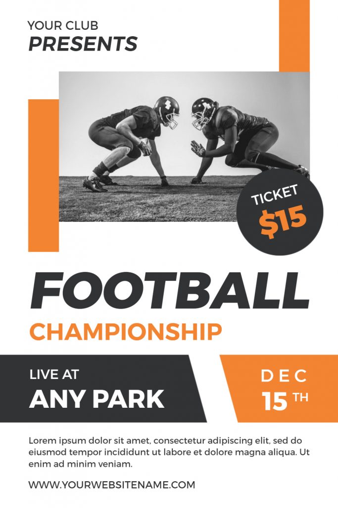 White theme football flyer with Example