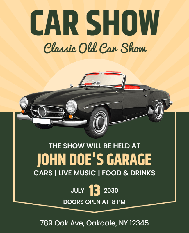 Retro Classic Car Show Flyer 
