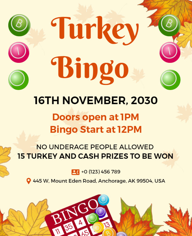 Turkey Bingo Flyer
