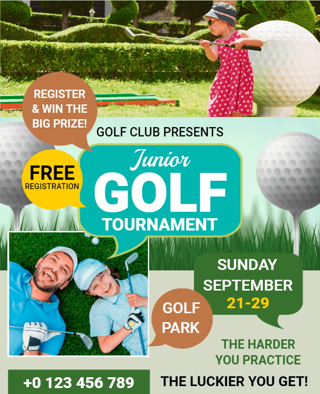 golf tournament flyer for junior participants.