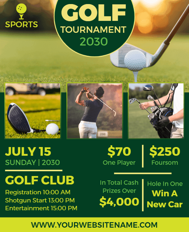 collage theme golf tournament flyer example