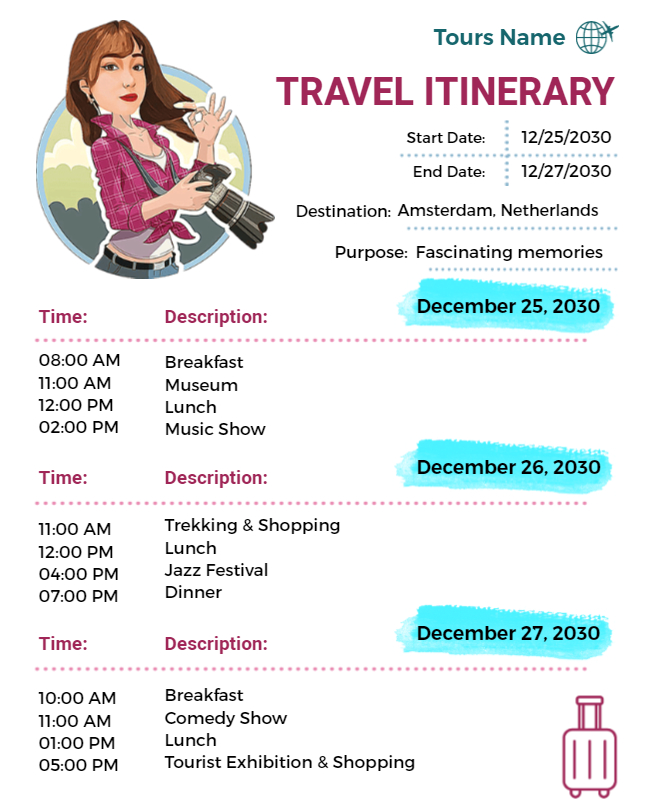 Simple Travel Itinerary Flyer