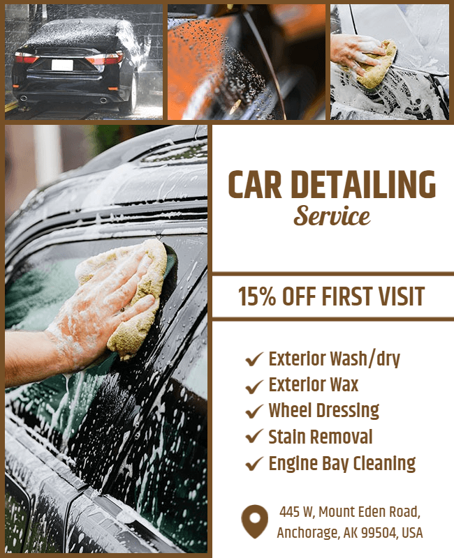 show car detailing equipment in flyer