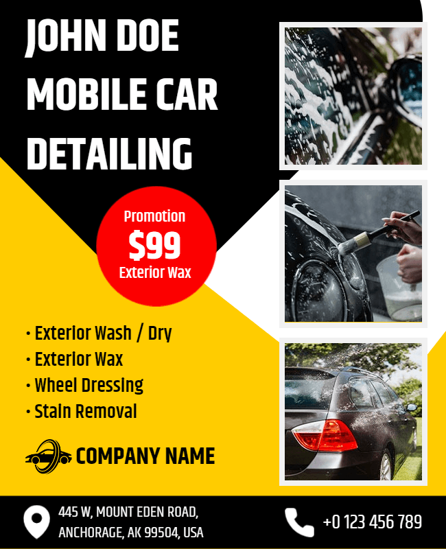 show car detailing service work in flyer