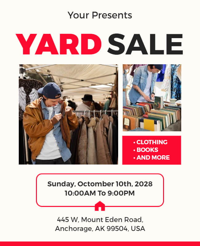 Clothing & Book Yard Sale Flyer