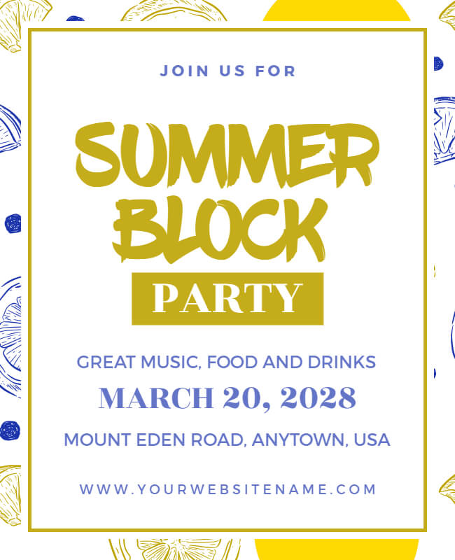 Minimalist Summer Block Party Flyer