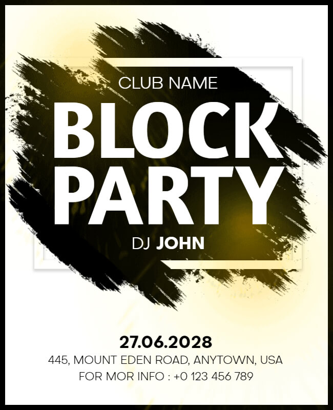 Brush Stroke Block Party Flyer