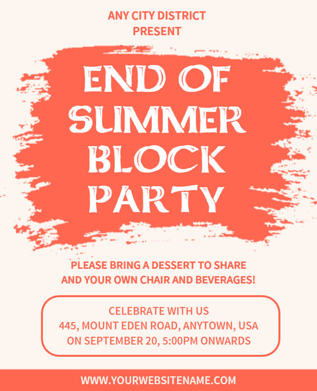 End of the Summer Block Party Flyer