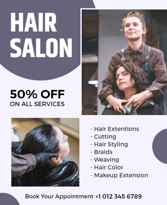show salon services in flyer