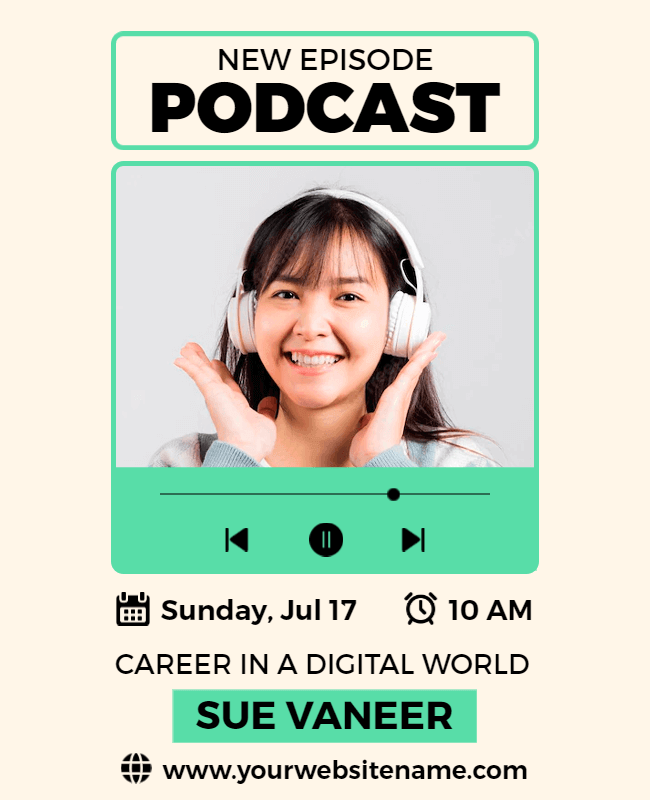 showcase podcast topic in simple podcast flyer