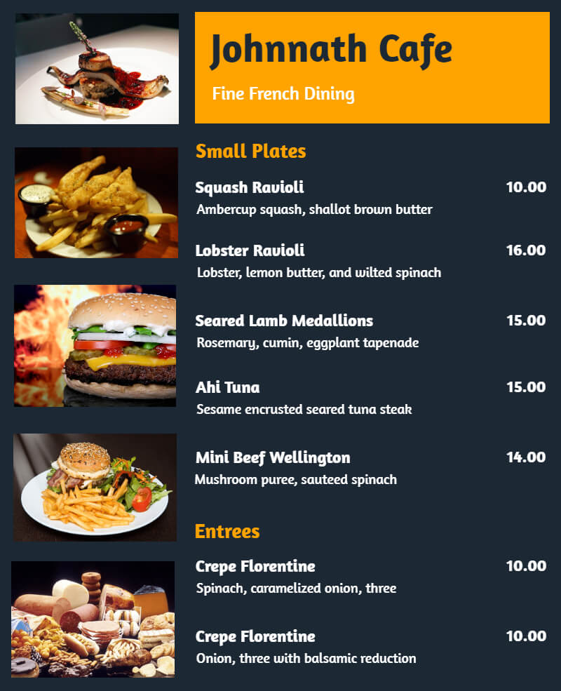 food menu item flyer
