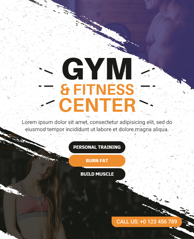show gym services with burry background gym flyer