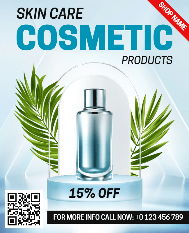 cosmetic product offer with qr code flyer