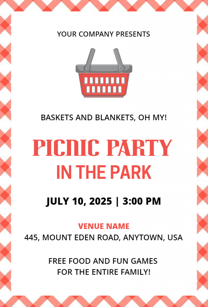 keep simple and clean picnic party flyer