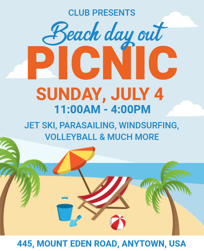 beach day out picnic flyer