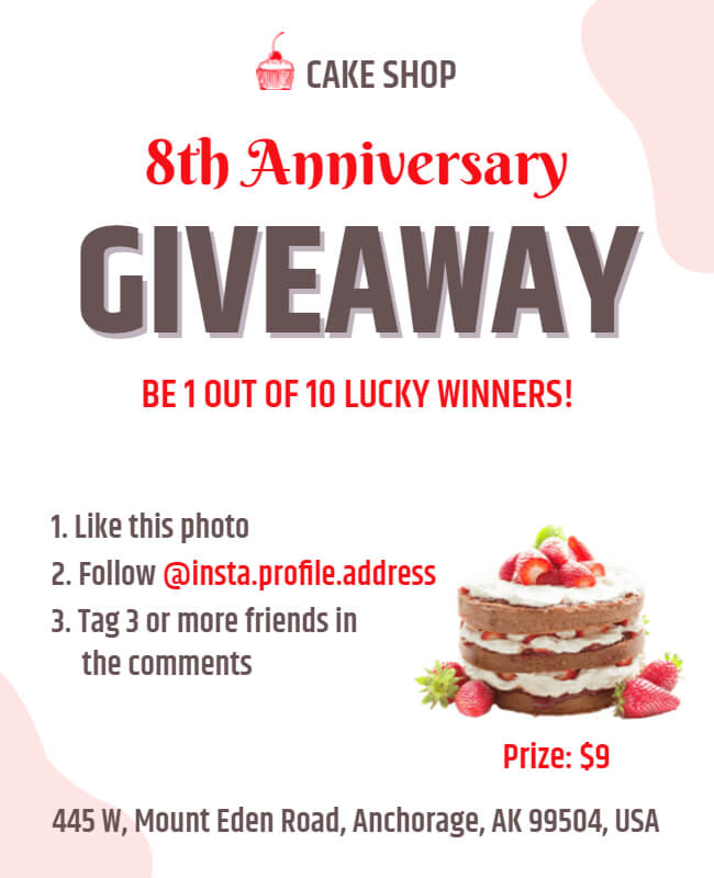 Cake Shop Anniversary Giveaway Flyer