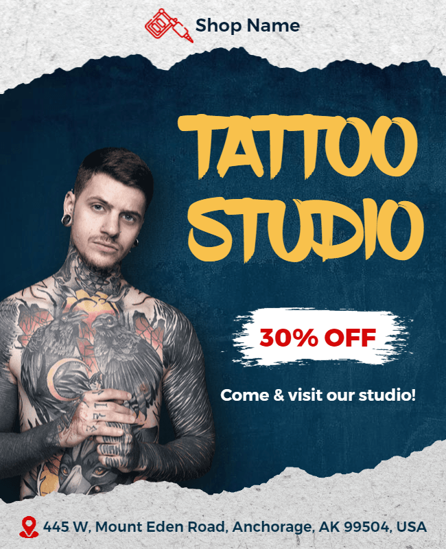 show discount in tattoo studio flyer