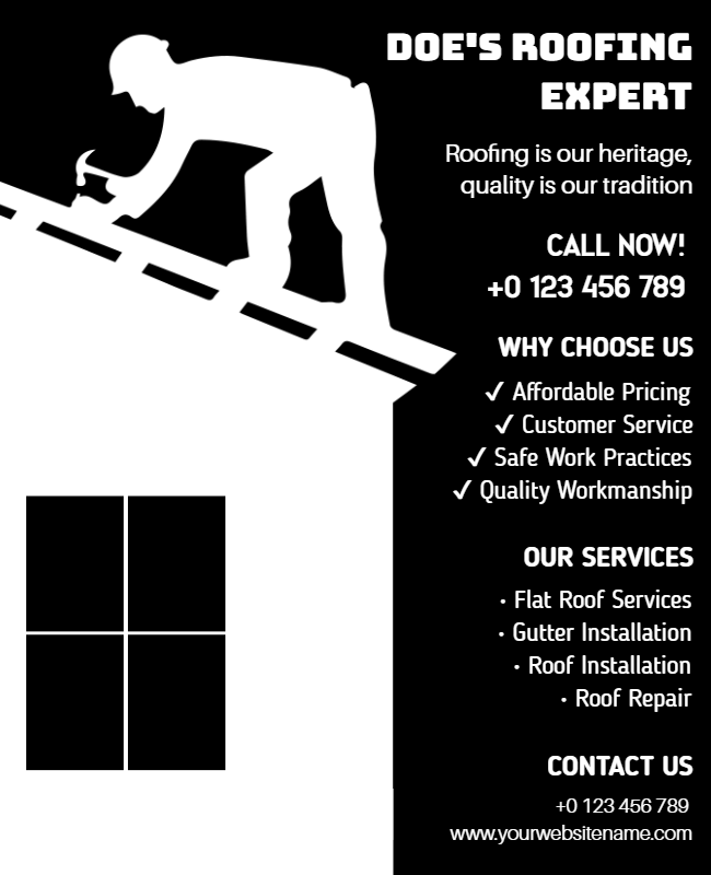 Black and White Roofing Flyer
