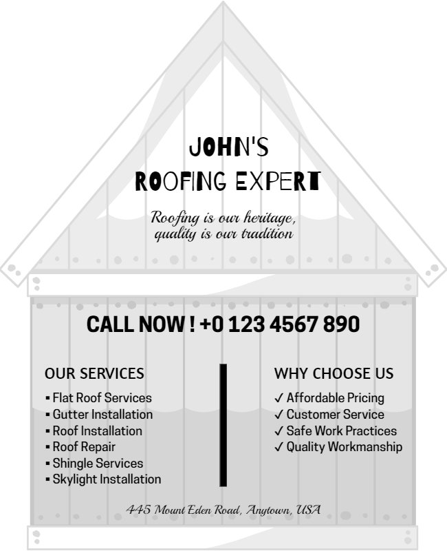 Clear Call to Action in Roofing Flyer
