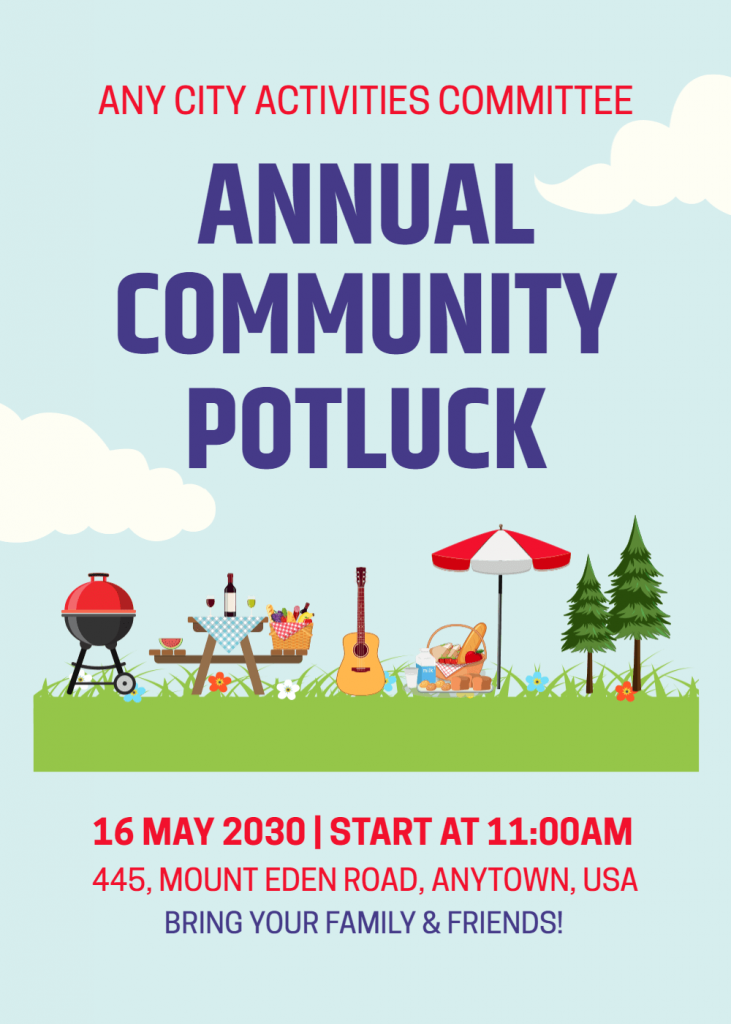 nature theme annual community party flyer