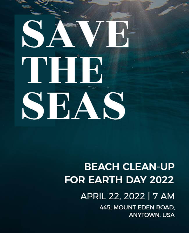 Beach Cleanup Earth Day Poster