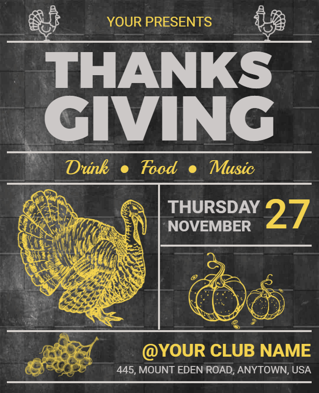 Retro Style Thanksgiving Party Flyer