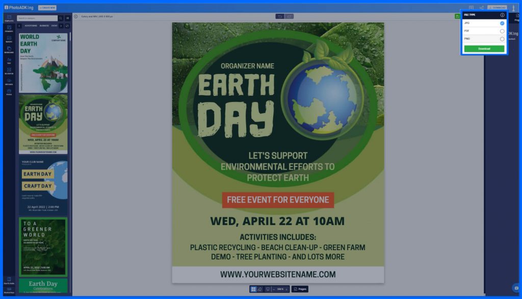Download Earth Day Poster from PhotoADKing