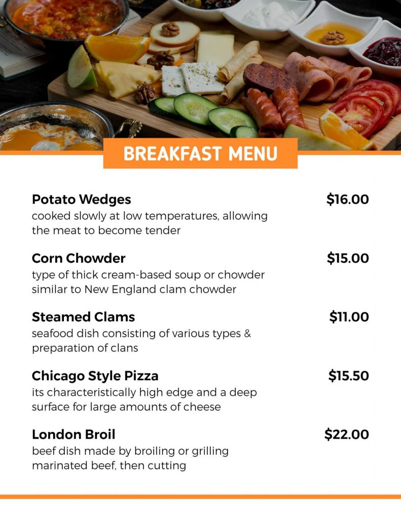 breakfast menu design