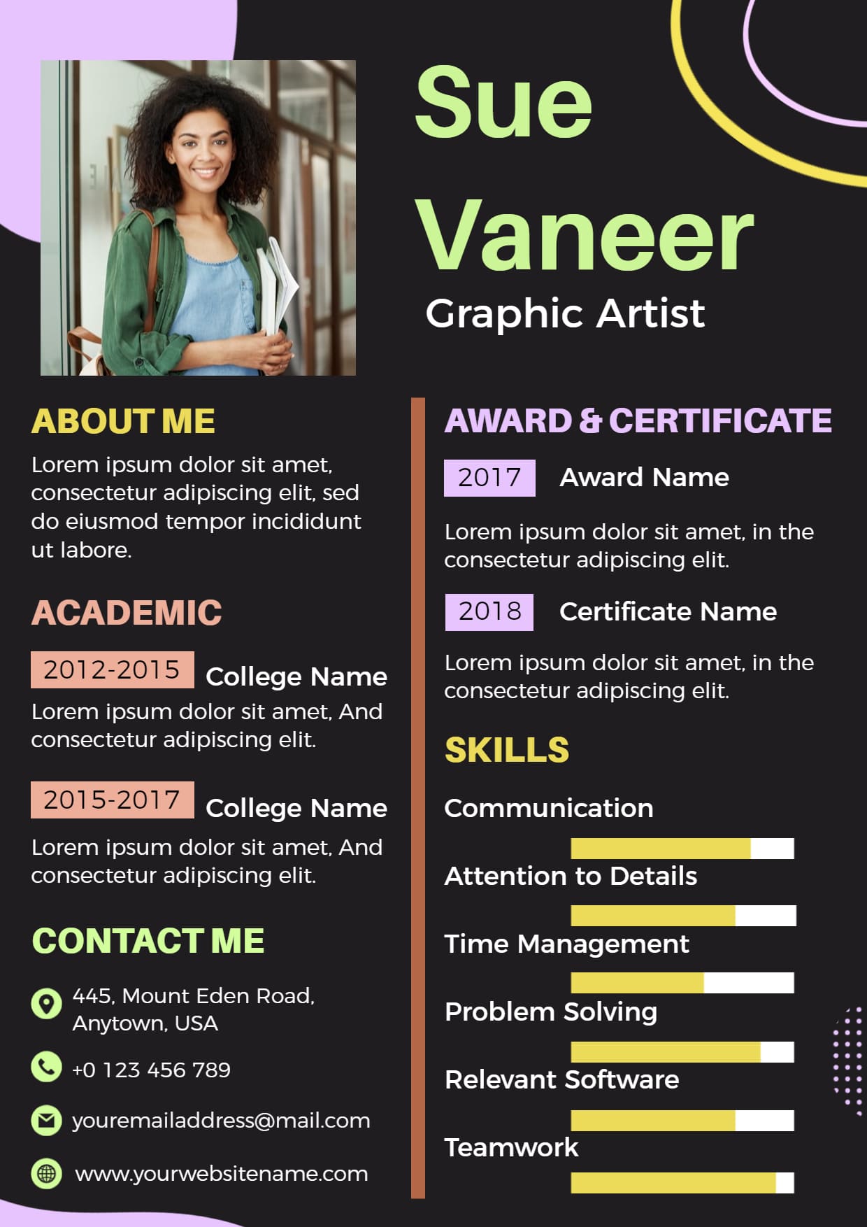 Graphic Designer Resume template example