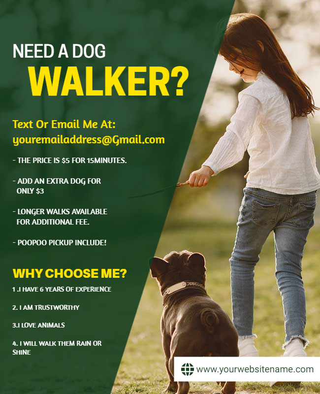 Dog Walking Flyer with Pricing