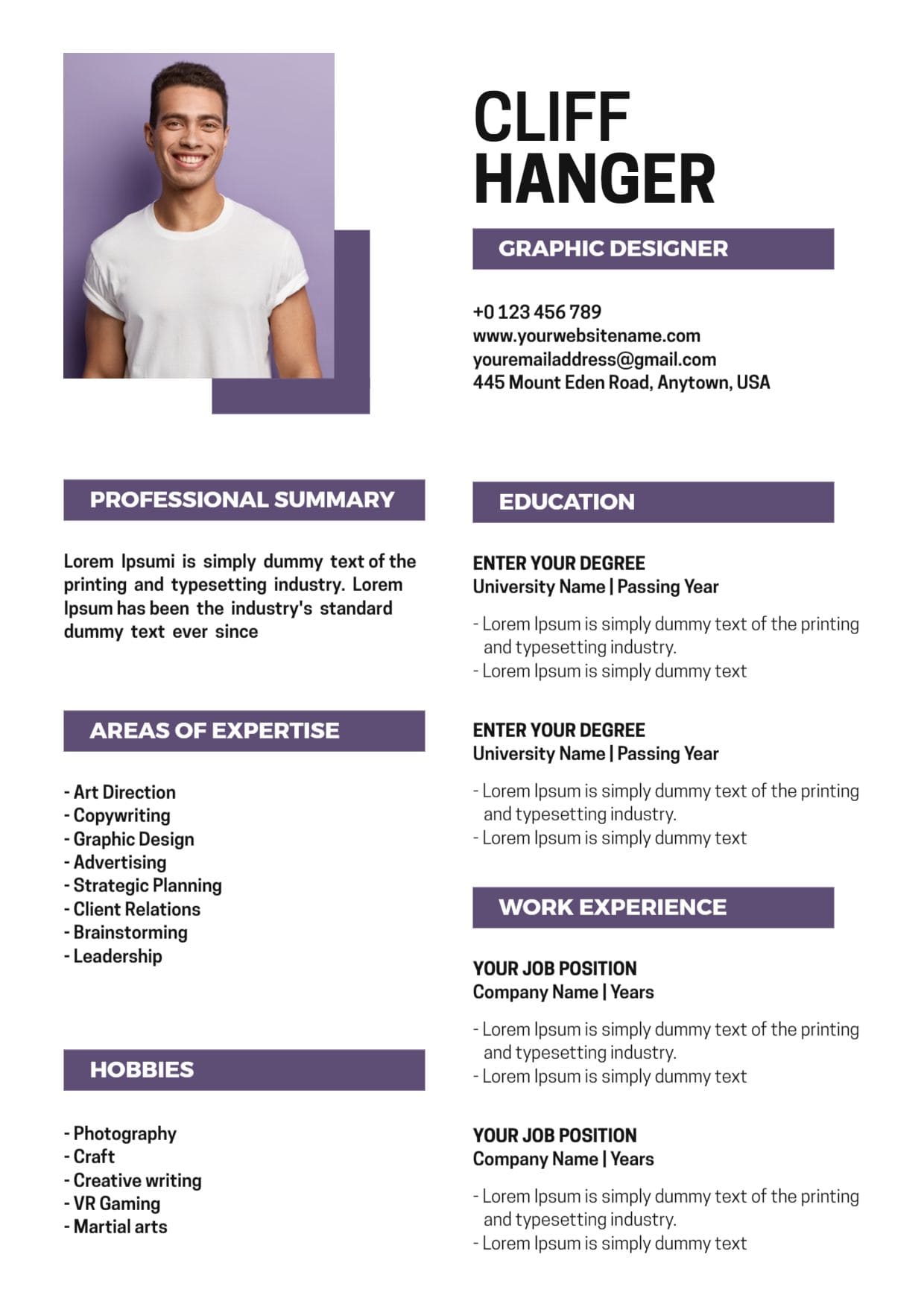 simple and light Graphic Designer Resume template examples