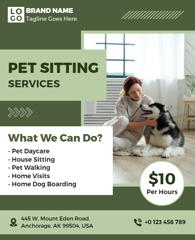Professional Pet Sitting Flyer template