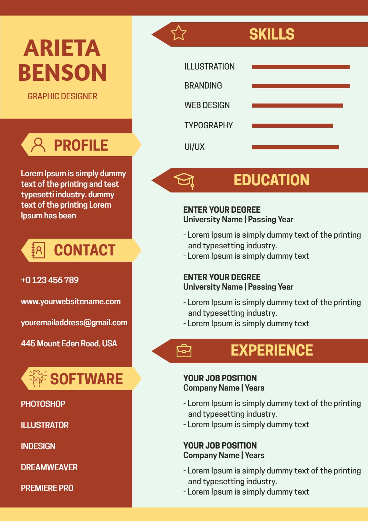 Experienced Graphic Designer Resume examples