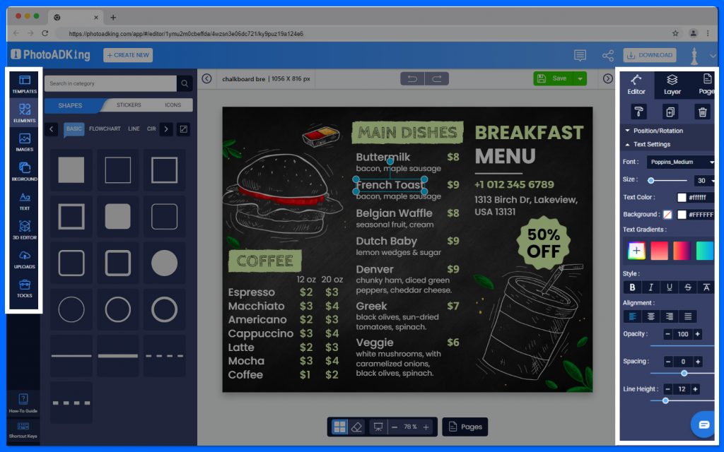 edit your breakfast menu 