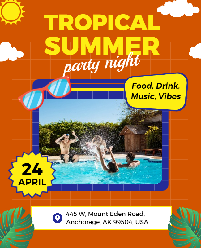 Tropical party flyer design