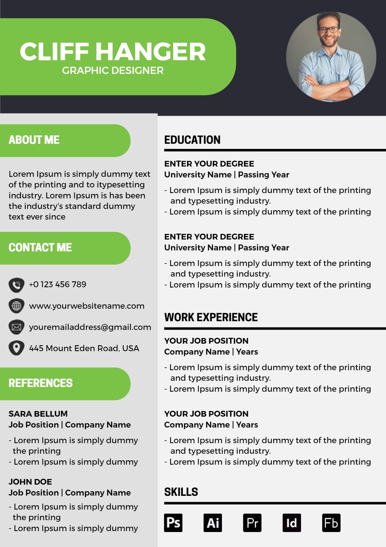 Typography-Driven Graphic Designer Resume template example