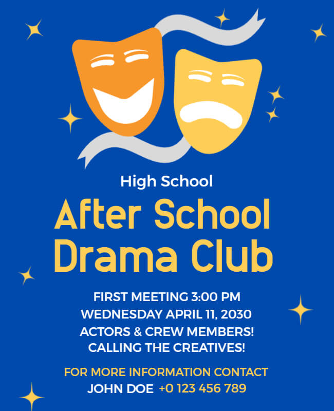 drama club flyer example for students