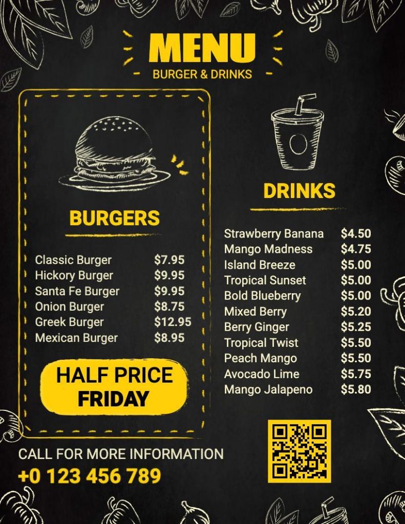 Burger menu design