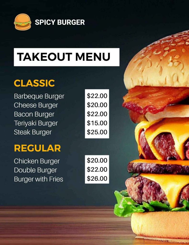 Burger Menu Design Ideas Examples And Samples