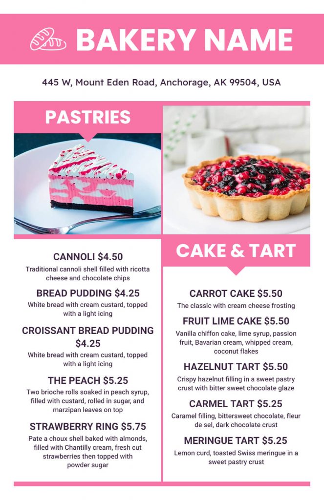Bakery Menu Design Ideas, Examples, and Samples