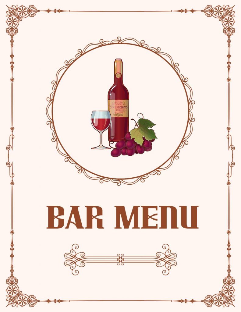 bar and cocktail menu