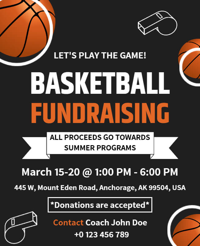 basketball fundraising flyer template
