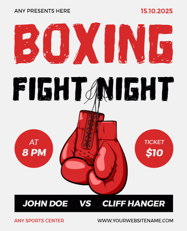 boxing fight night flyer template