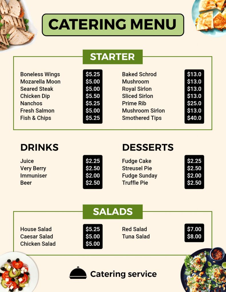 How To Design A Catering Menu Using Templates 